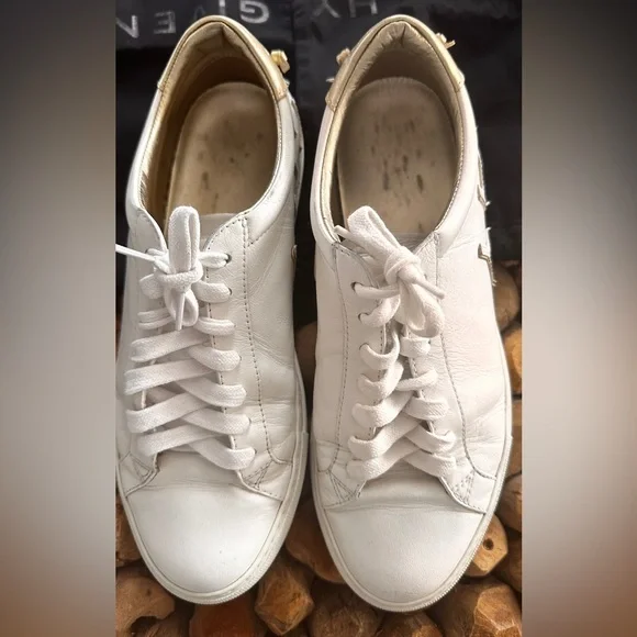 Givenchy Women White and Gold Leather Sneakers Size 40 - Picture 1 of 12